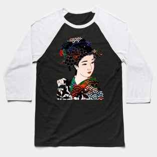 Japanese Geisha Chrysanthemum Kimono 105 Baseball T-Shirt